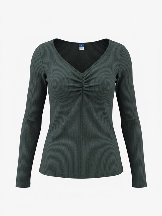 Old Navy Tops - Old Navy Women's Ribbed V-Neck Long Sleeve Top - Forest Green